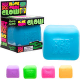 Schylling NeeDoh Nice Cube Glow - Sensory Toy with a Super Solid Squish - Glows in The Dark and Always Returns to its Square Shape - Ages 3 and Up - Color May Vary; One Cube Per Pack