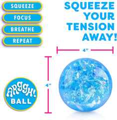 Power Your Fun Arggh Glitter Stress Ball for Adults and Kids - Medium Squishy Stress Ball Fidget Toy, Anti Stress Sensory Ball Squeeze Toy Stress Balls (Blue)