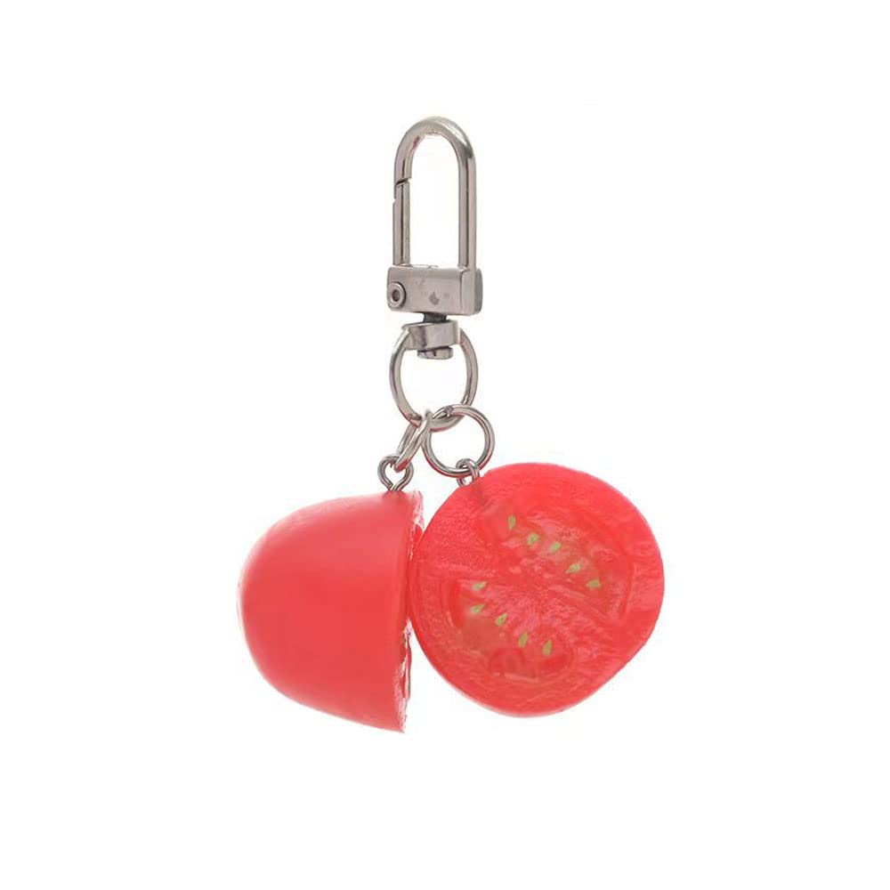 HSYHERE Men Women Creative Interesting Novelty Stylish Mini Simulated Food Orange Shrimp Keychain Key-ring Pendant