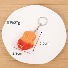 Fuqimanman2020 Imitation Food Keychain Fried Chicken Leg Chicken Wing Chicken Nugget Keychain Accessories
