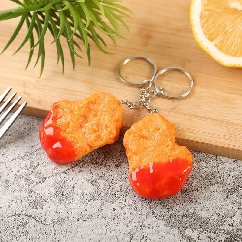 Fuqimanman2020 Imitation Food Keychain Fried Chicken Leg Chicken Wing Chicken Nugget Keychain Accessories